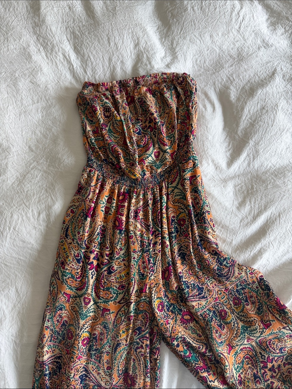Strapless Paisley Summer Romper-  flattering and fun!